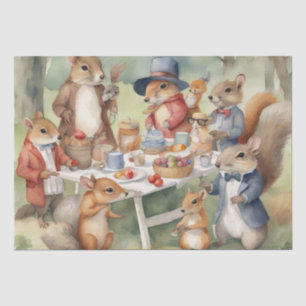 Watercolor Picnic with Woodland Friends decoupage Tissue Paper