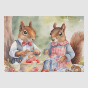 Watercolor Picnic with Woodland Friends decoupage Tissue Paper