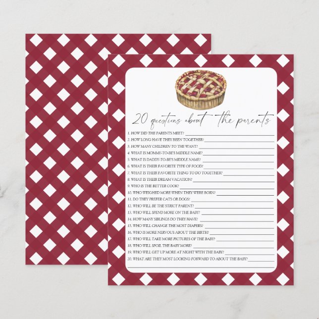 Watercolor pie - 20 questions about the Parents (Front/Back)