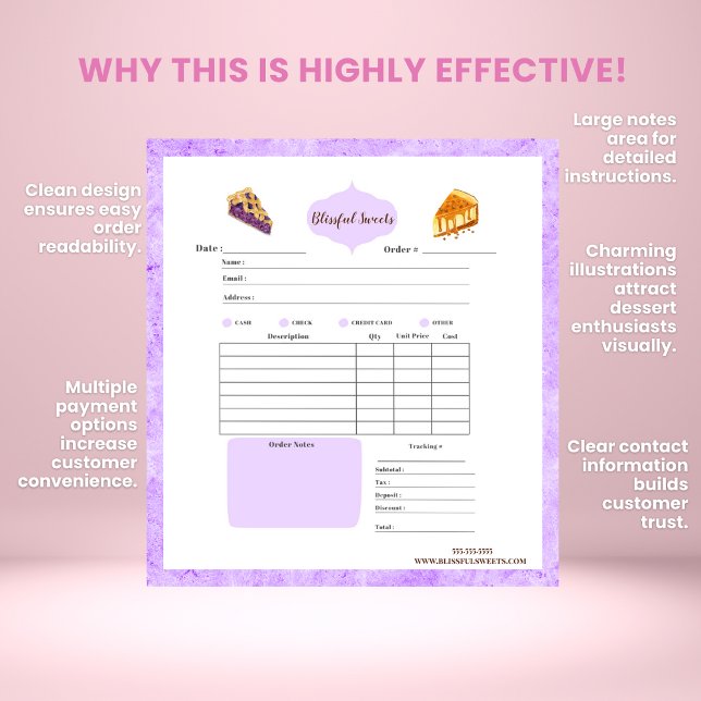 Watercolor Pie & Cakes Bakery Receipts Notepad (Creator Uploaded)