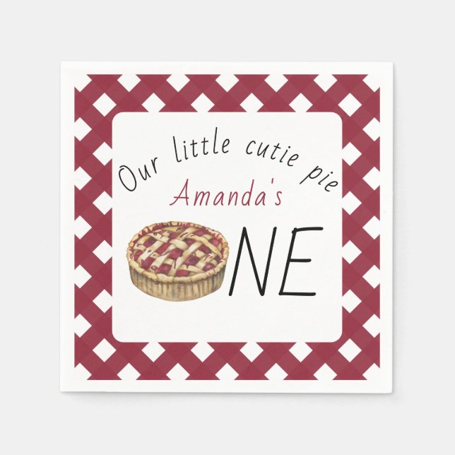 Watercolor Pie Kids Birthday Napkins (Front)