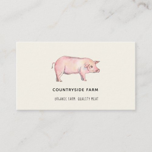 Watercolor Pig farm Business Card