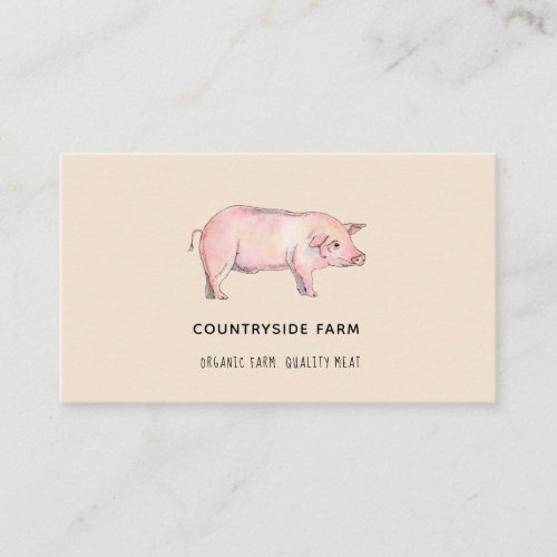 Watercolor Pig farm Business Card