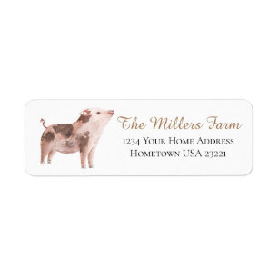 Watercolor Pig Farm Return Address Label