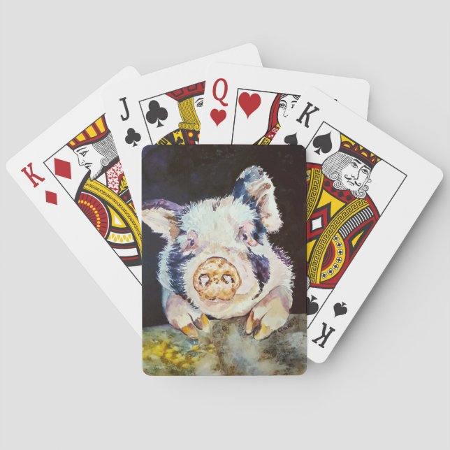 Watercolor Pig Playing Cards (Back)