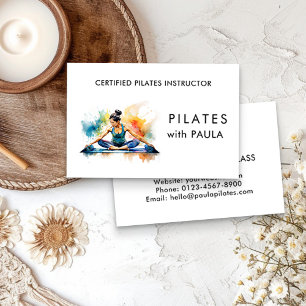 Watercolor Pilates Instructor Business Card
