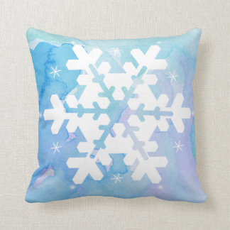 Watercolor Pillow: Frozen Snowflake Throw Pillow