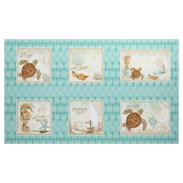 Watercolor Pillow Panel Seashore Beach Style Fabric (Yard)