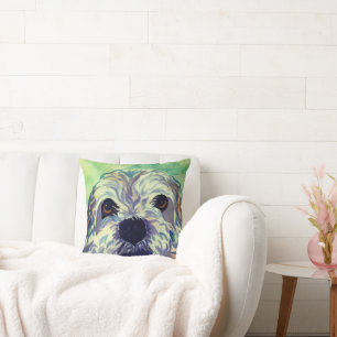 Watercolor Pillow With Lhasa Apso Dog