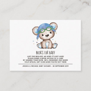 Watercolor Pilot Teddy Bear Books for Baby Enclosure Card