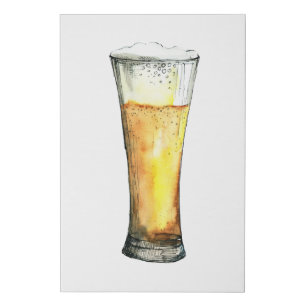 Watercolor Pilsner Glass Faux Canvas Print