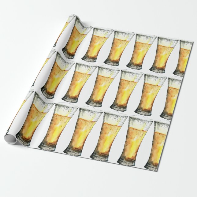 Watercolor Pilsner Glasses Wrapping Paper (Unrolled)