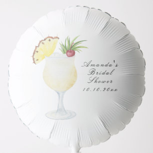 Watercolor Pina Colada Cocktail Bridal Shower Balloon