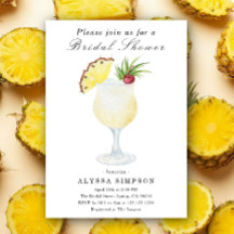 Watercolor Pina Colada Cocktail Bridal Shower