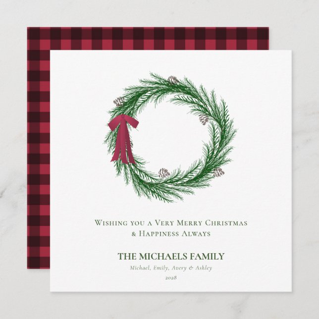 Watercolor Pine and Pine Cones Christmas Holiday  (Front/Back)