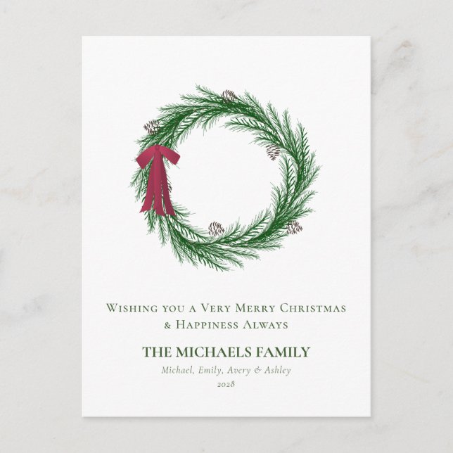 Watercolor Pine and Pine Cones Christmas Holiday (Front)