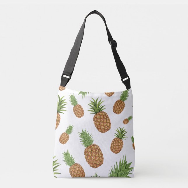 Watercolor pine-apple pattern 1 crossbody bag (Front)