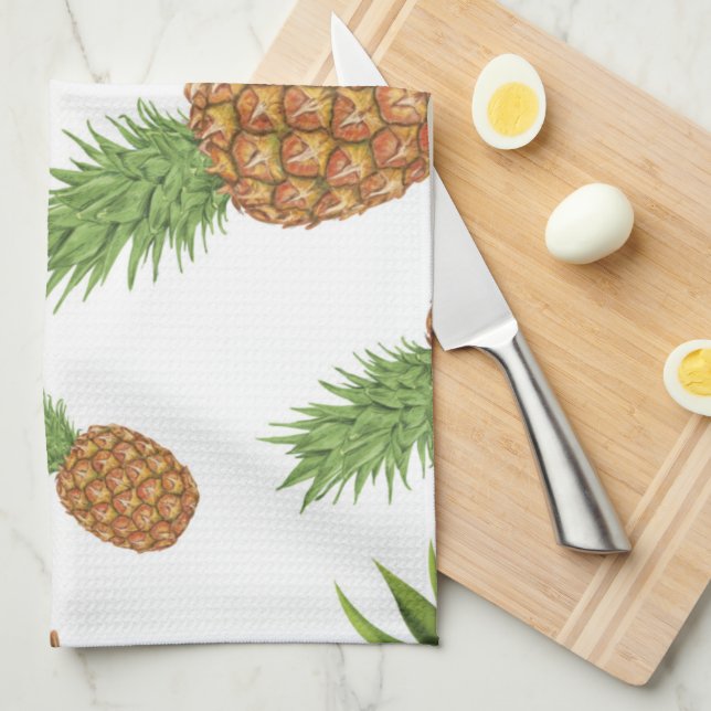 Watercolor pine-apple pattern 1 kitchen towel (Quarter Fold)