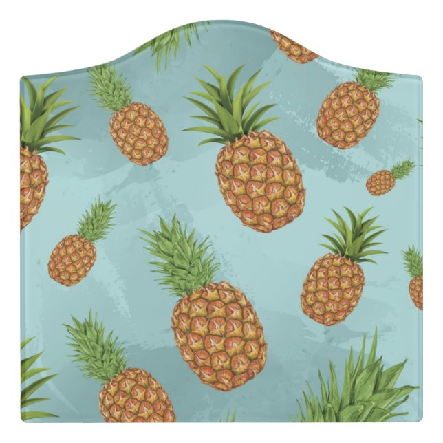 Watercolor pine-apple pattern 2 door sign (Large Crest Front)