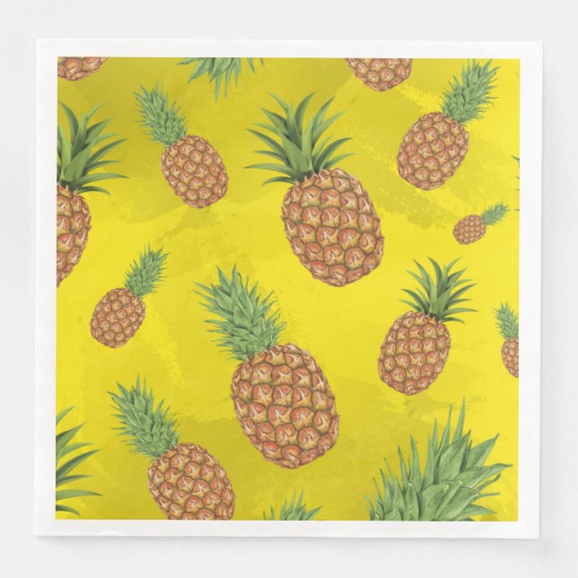 Watercolor pine-apple pattern 3 paper dinner napkins (Front)