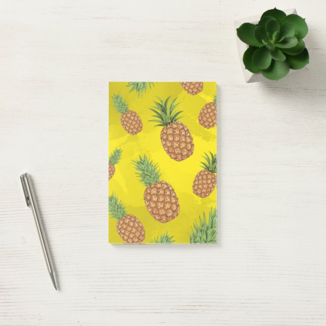Watercolor pine-apple pattern 3 post-it notes (Office)