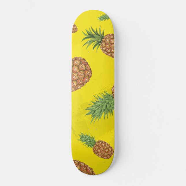 Watercolor pine-apple pattern 3 skateboard (Front)