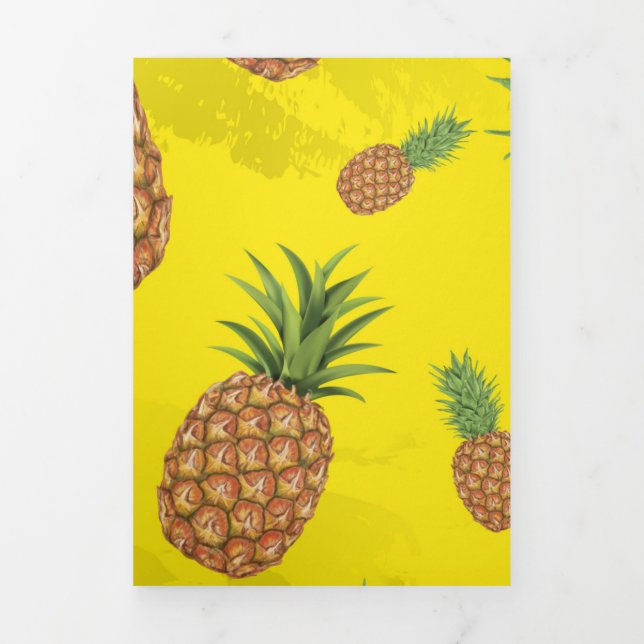 Watercolor pine-apple pattern 3 Tri-Fold holiday card (Cover)