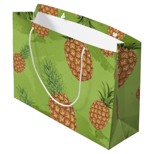 Watercolor pine-apple pattern 4 large gift bag (Back Angled)
