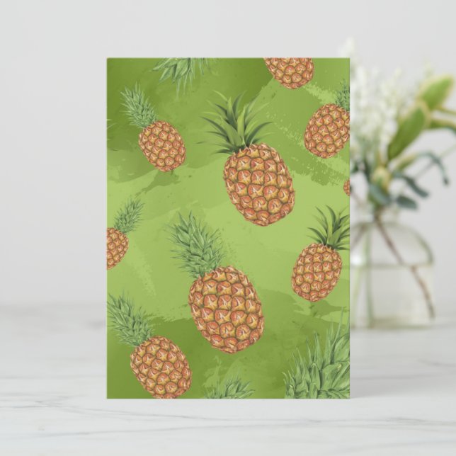 Watercolor pine-apple pattern 4 thank you card (Standing Front)