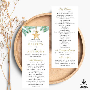 Watercolor Pine Boughs Winter Wedding Program