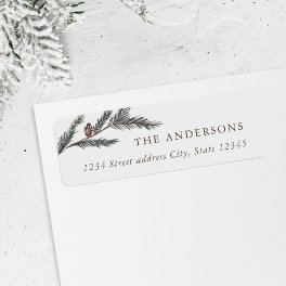 Watercolor Pine Branch Christmas Return Address Label
