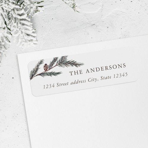 Watercolor Pine Branch Christmas Return Address Label