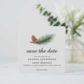 Watercolor Pine Branch Winter Save the Date (Standing Front)