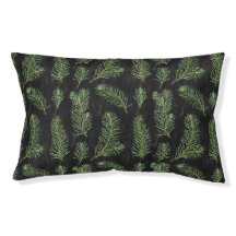 Watercolor pine branches on black background.