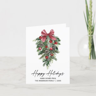 Watercolor Pine Calligraphy Ink Holiday Note Card