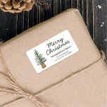 Watercolor Pine Christmas Tree Holiday  Label<br><div class="desc">Watercolor Pine Christmas Tree Simple Holiday</div>