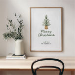 Watercolor Pine Christmas Tree Simple Holiday Poster<br><div class="desc">Watercolor Pine Christmas Tree Simple Holiday</div>