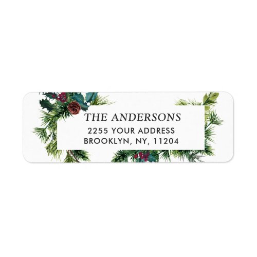 Watercolor Pine Cone Christmas Return Address Label