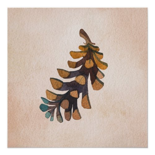 Watercolor Pine Cone Poster