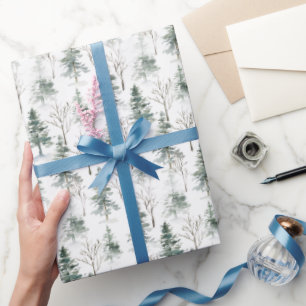 Watercolor Pine Cones Christmas Tree Holiday Wrapping Paper