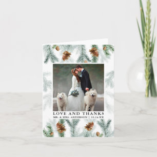 Watercolor Pine Cones Love Thanks Wedding Note Thank You Card