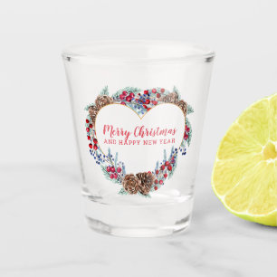 Watercolor Pine Cones Wreath Shot Glass