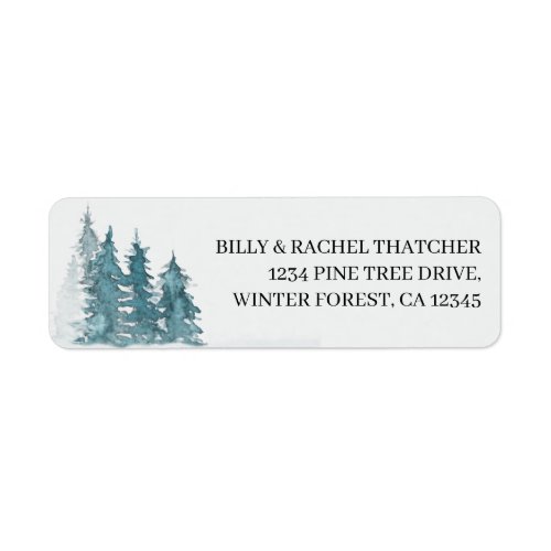 Watercolor Pine Forest Address Label