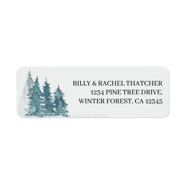 Watercolor Pine Forest Address Label (Front)