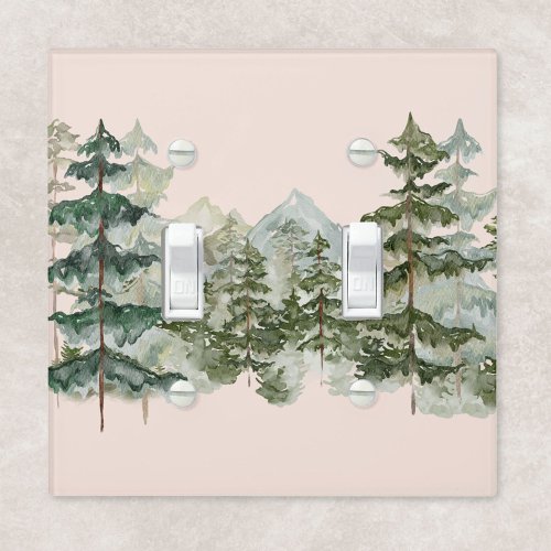 Watercolor Pine Forest and mountain Aesthetic Light Switch Cover