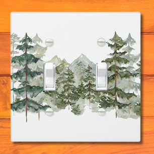 Watercolor Pine Forest and mountain Aesthetic Light Switch Cover