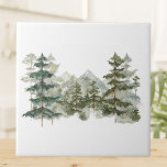 Watercolor Pine Forest and mountain Rustic Ceramic Tile<br><div class="desc">Bring nature's beauty home with our Rustic Watercolor Pine Forest & Mountain ceramic tile. A touch of the outdoors for your space!</div>