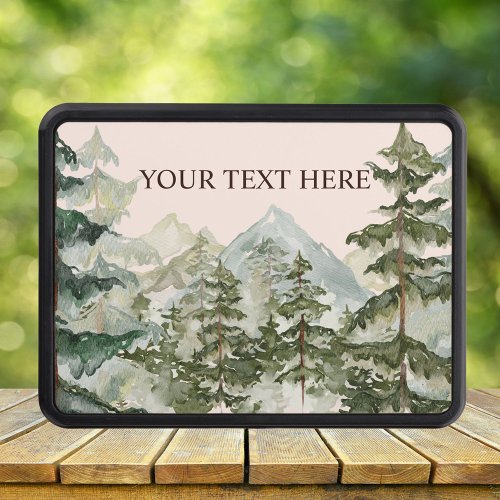 Watercolor Pine Forest and mountain Rustic Hitch Cover