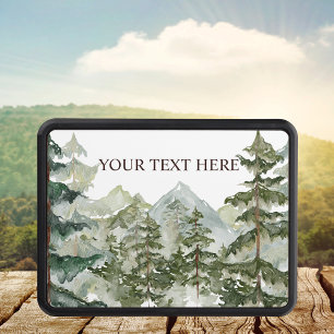Watercolor Pine Forest and mountain Rustic Hitch Cover