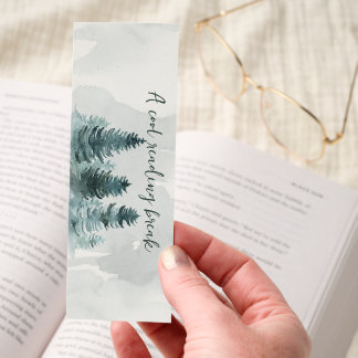 Watercolor Pine Forest Bookmark – Calm Nature Read